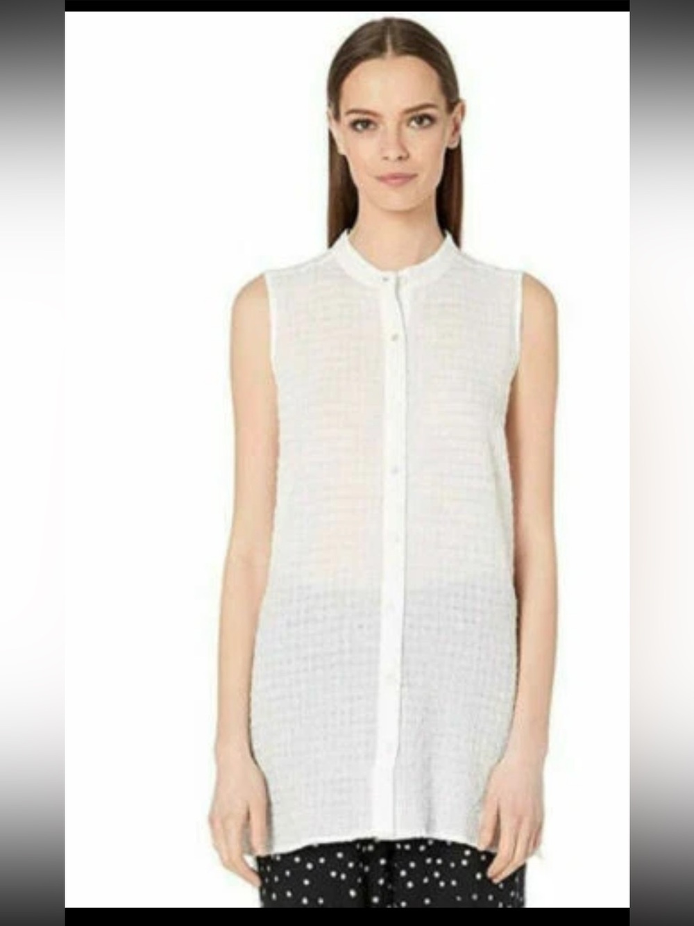 EILEEN FISHER White 100%  Linen Sleeveless Tunic-Medium